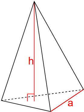 Beregn volumet til en vanlig trekantet pyramide ved å bruke høyden og siden av basen.